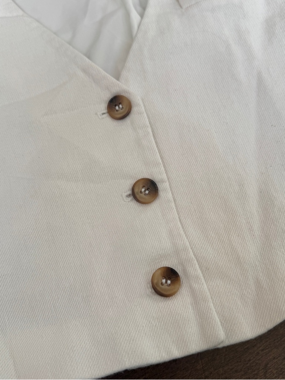 Oak and fort off white button down suit vest crop tank top small - Picture 3 of 6